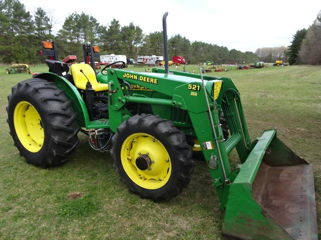 2000 JD 5205 MFWD DSL. LOADER TRACTOR W/ JD 521 HYD. LOADER