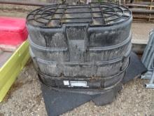 (2) NEW RUBBERMAID 150 GALLON POLY STOCK TANKS W/ USED MATS