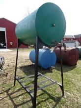 GREEN 250 GALLON GRAVITY FLOW OVERHEAD FUEL BARREL