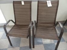 (2) ALUMINUM FRAME PATIO CHAIRS, MESH FABRIC, LIKE NEW