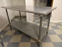 STAINLESS STEEL WORK TABLE W/ BOTTOM SHELF, 60"X30"X35", ADJ. LEGS