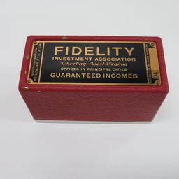 Fidelity Investment Association, Wheeling, West Virginia, Re-cord-o coin bank, with box