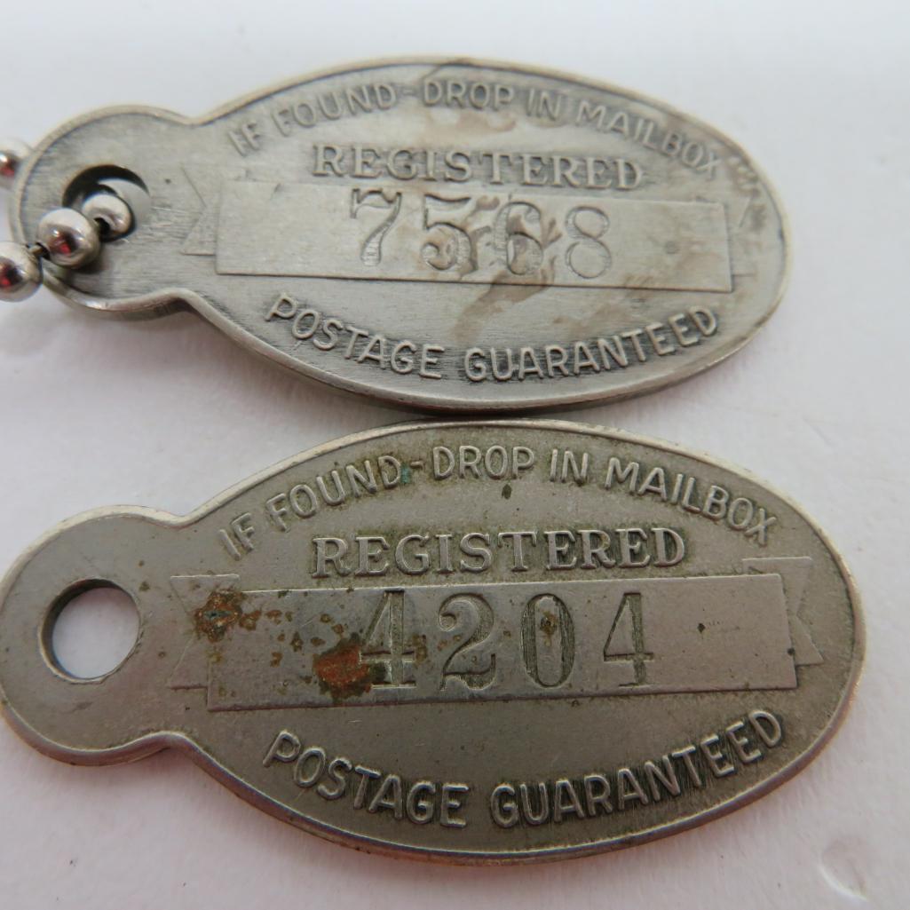 Three Sheboygan Falls bank advertising items, pocket mirror and key tags