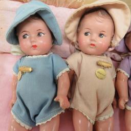 Dionne Quints Composition Doll Set with Crib and Booklets
