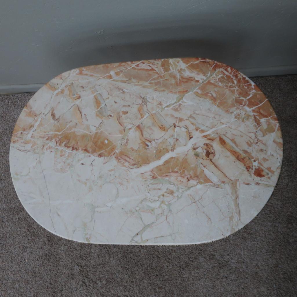 Ornate Reticulated Marble Top Lamp Table