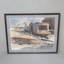 Gerhard CF Miller Fishing boat watercolor print