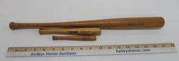 Three vintage wooden souvenir baseball bats