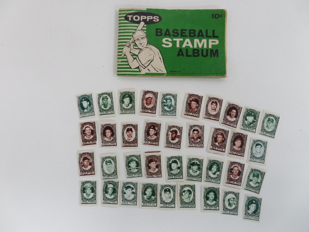 1961 Topps Baseball Stamp book with 38 extra stamps
