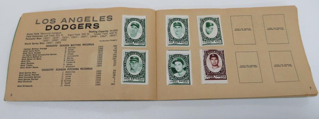 1961 Topps Baseball Stamp book with 38 extra stamps