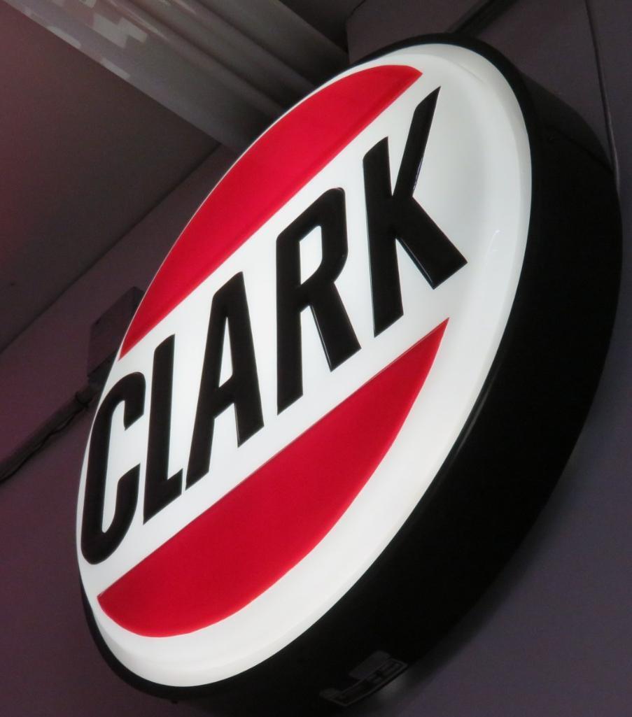 Large Clark round lighted sign