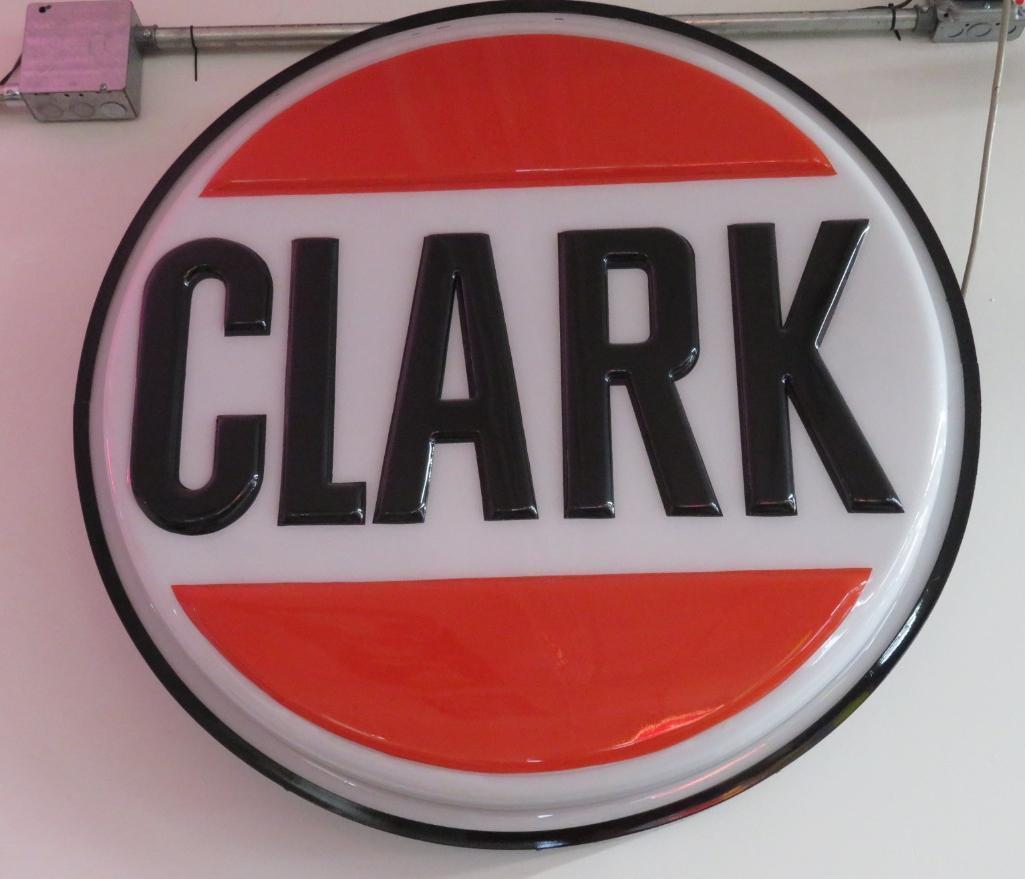 Large Clark round lighted sign