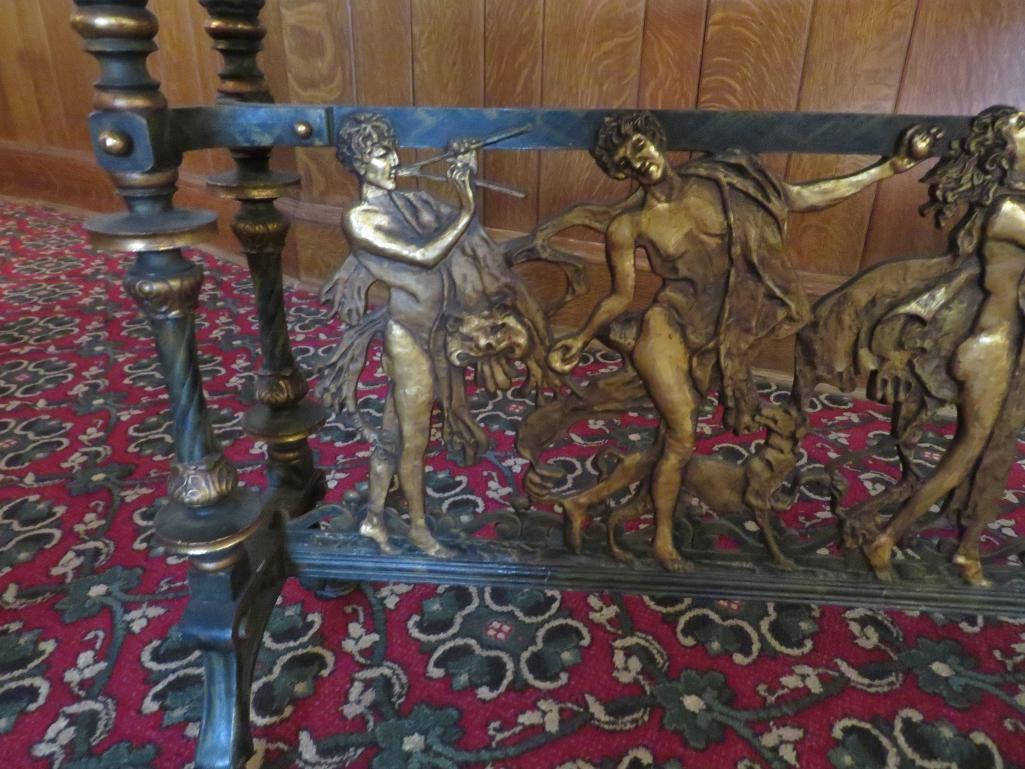 Outstanding Ornate metal table with dancing musicians