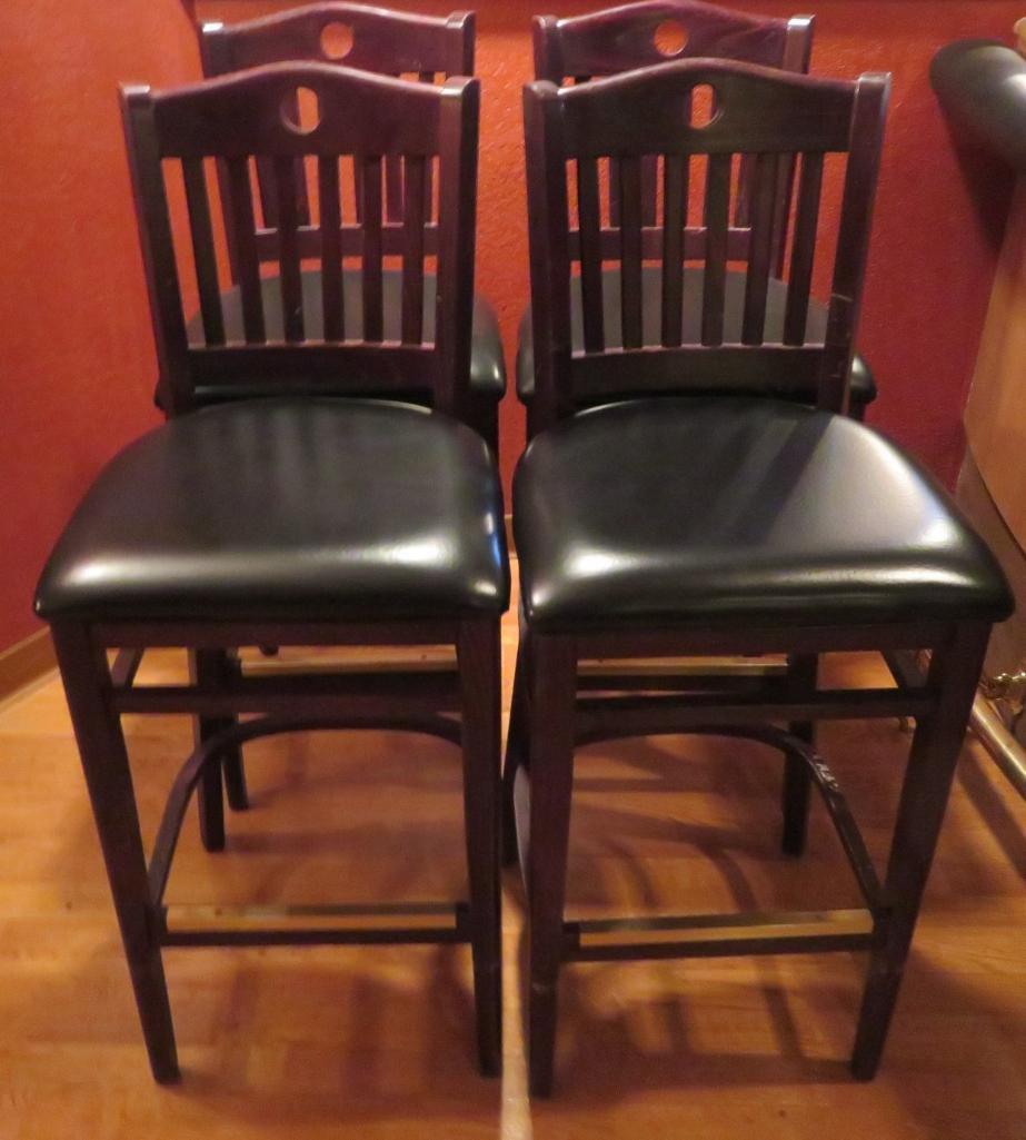 Four Slat back padded seat bar stools