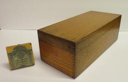 Wooden Card File box and Wisconsin Consistory Library Stamp