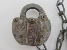 Two Adlake Railroad locks, no keys, 3 1/2" tall