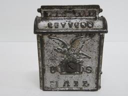 Cast iron US Mail Letter still bank, 4" x 3 1/4"