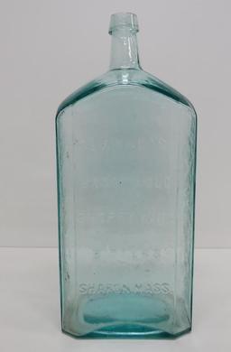 Clarke's Vegetable Sherry Wine Bitters Bottle, aqua, Sharon Mass