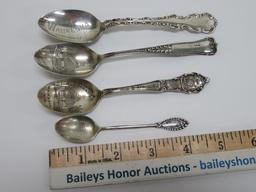Four Sterling souvenir Spoons, Waukesha Wis and Bethesda Springs Waukesha
