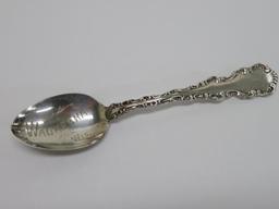 Four Sterling souvenir Spoons, Waukesha Wis and Bethesda Springs Waukesha