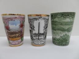 Three early Washington souvenir cups, Staffordshire and Victoria