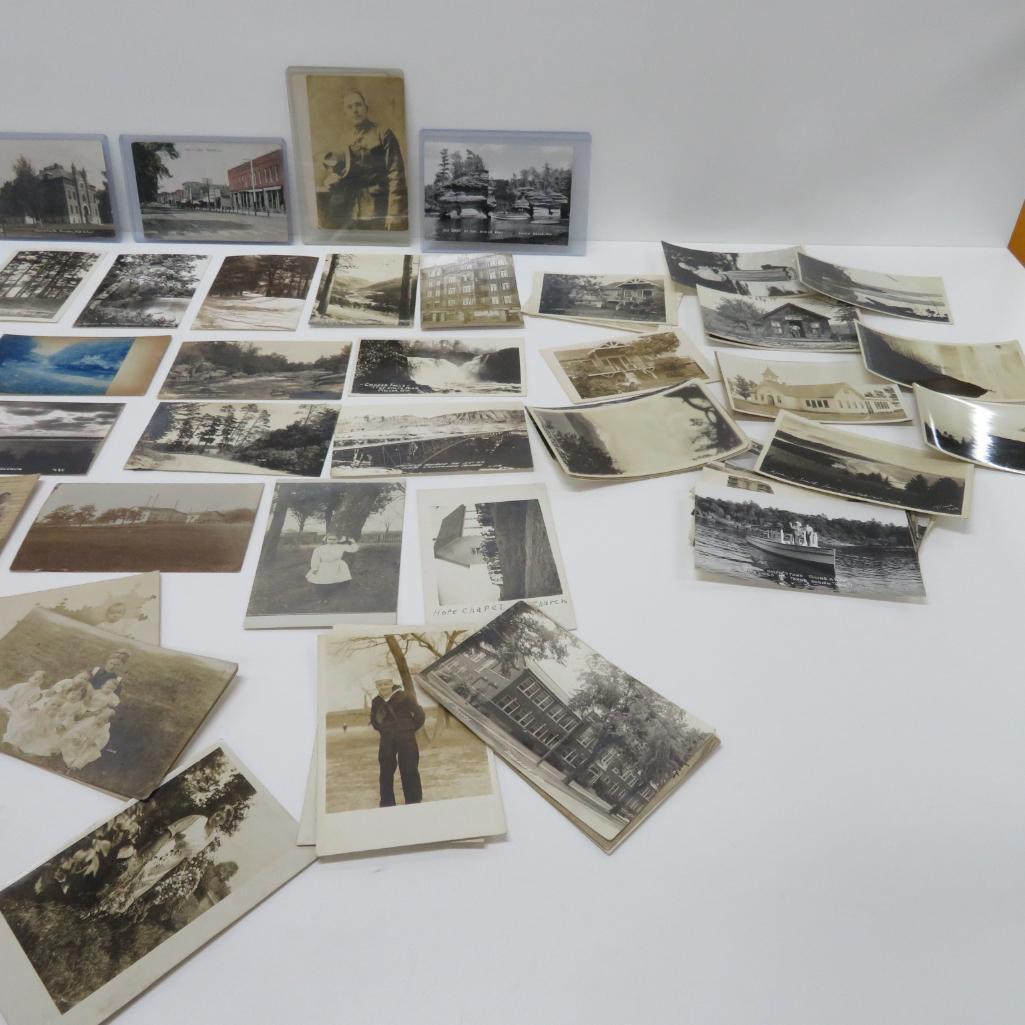 Postcards, black and white & real photo, about 100 cards