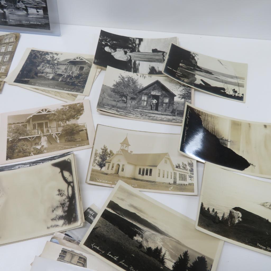 Postcards, black and white & real photo, about 100 cards