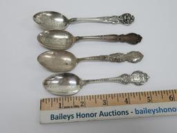 Four Sterling souvenir Spoons, Waukesha Wis and Phantom Lake