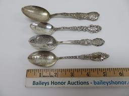 Four Sterling souvenir Spoons, Waukesha Wis and Bethesda Springs