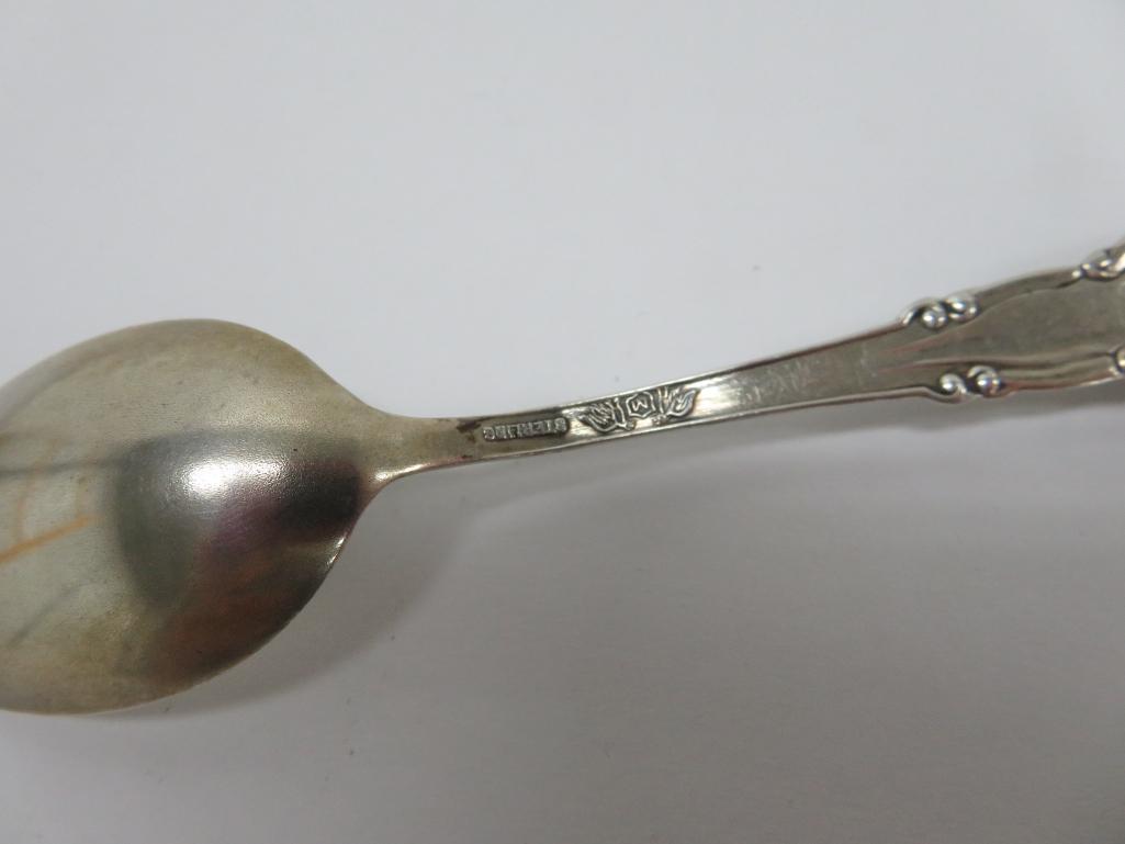 Four Sterling souvenir Spoons, Waukesha Wis and Bethesda Springs