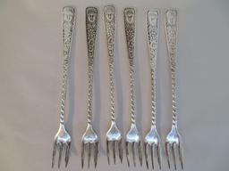 Six Assyrian Pattern 1847 Rogers Bros A1, fish forks