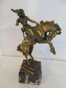 Antique Armor Bronze NY mounted Indian Warrior Statue, 10 1/2"