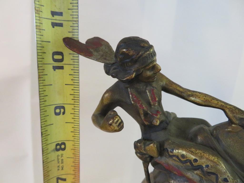 Antique Armor Bronze NY mounted Indian Warrior Statue, 10 1/2"