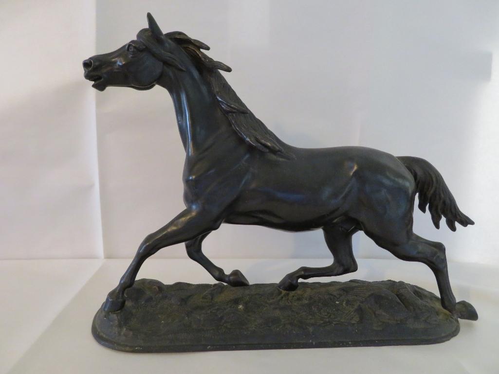 Running Horse metal statue, clock top, 10" x 13"