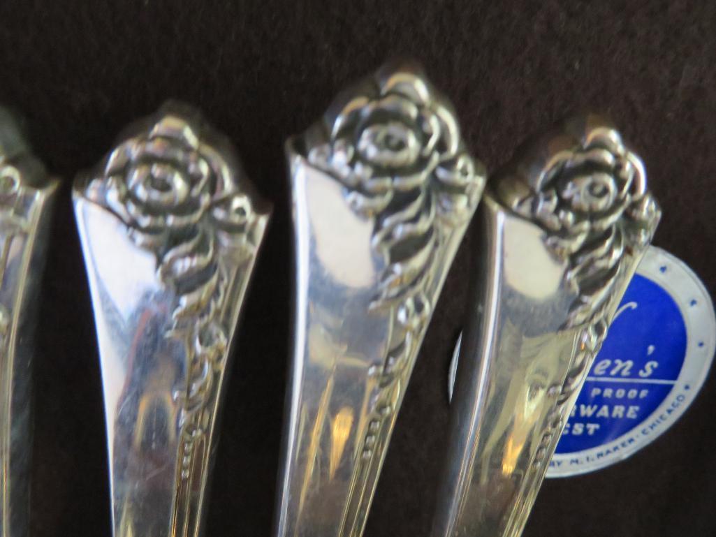 Sterling silver flatware set, Heirloom sterling, Damask Rose, 98 pieces