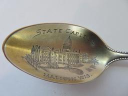 For Sterling souvenir spoons, for from Wisconsin and one from Virginia