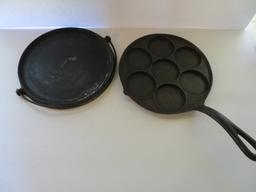 Wagner 9" cast iron Swedish cake pan and Wearever 9 " aluminum griddle