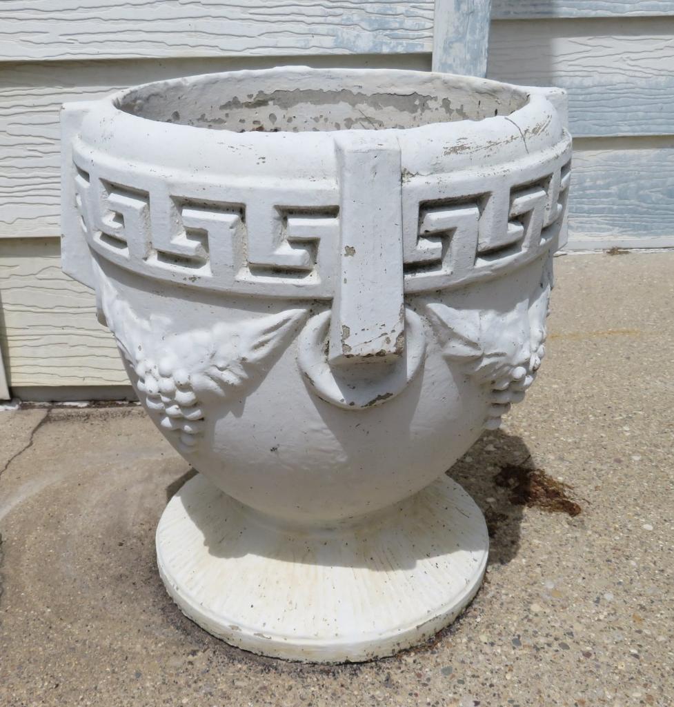 Cement patio planter, 17 1/2" tall
