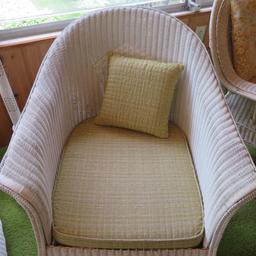 White Rolled side wicker side chair with cushion and pillow