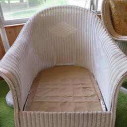 White Rolled side wicker side chair with cushion and pillow