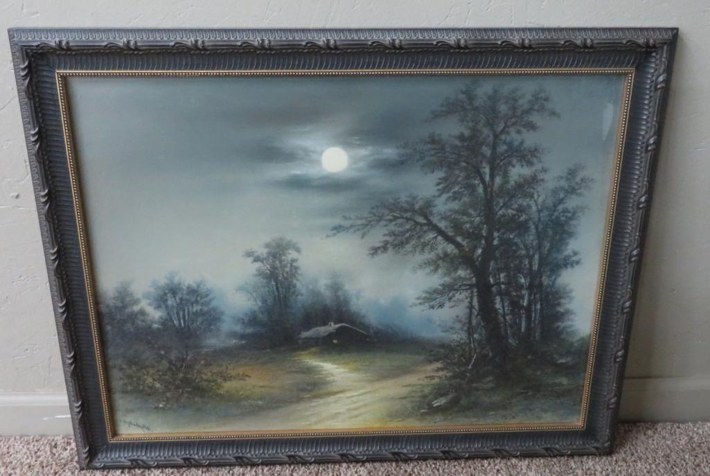 CM Nichols Pastel, Evening Landscape framed
