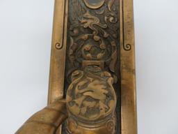 Ornate antique Bronze Entry Door Hardware, Columbian Pattern