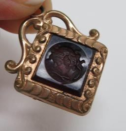 Four antique intaglio pendant fobs