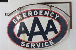 Two sided metal AAA Emergency Service sign, 37"