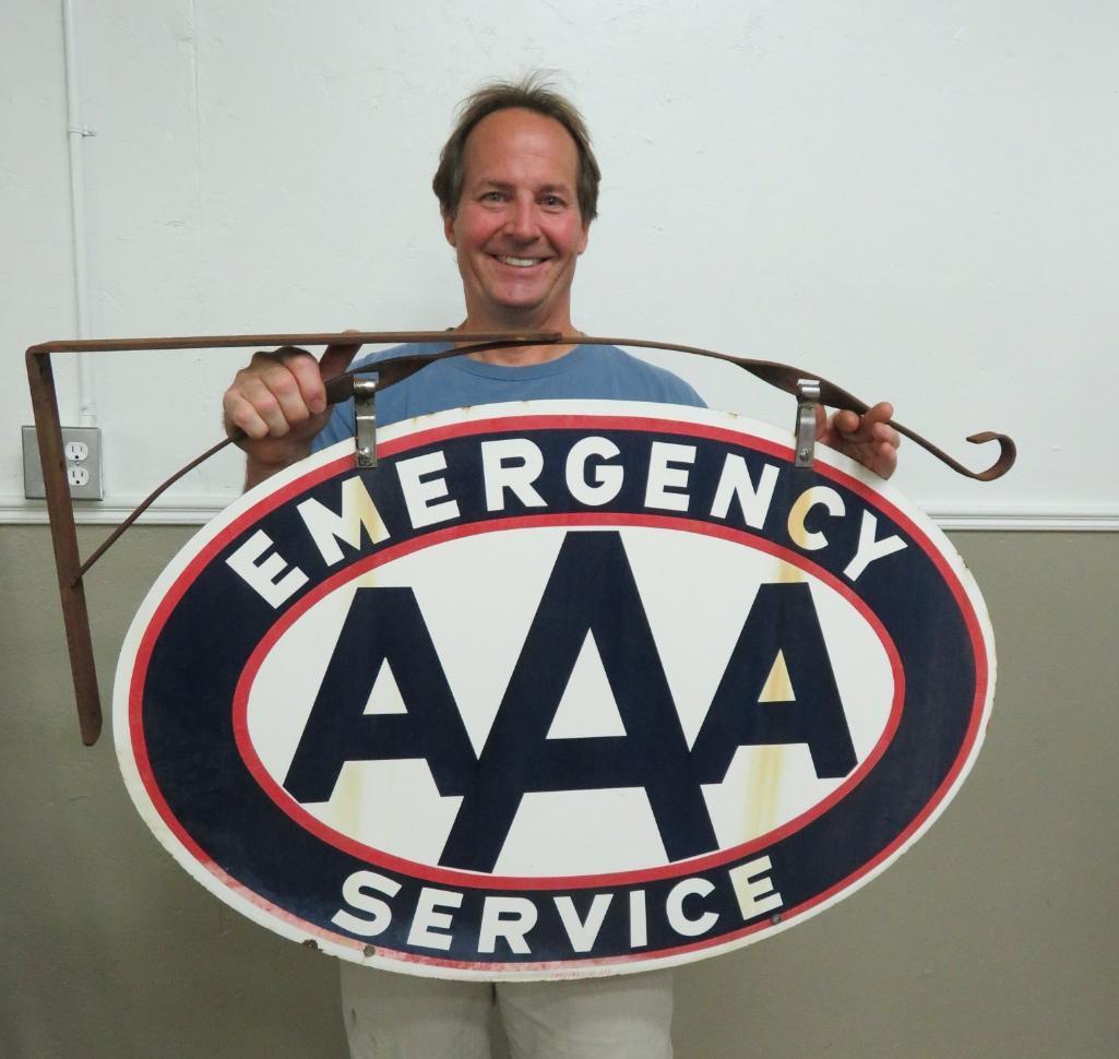 Two sided metal AAA Emergency Service sign, 37"