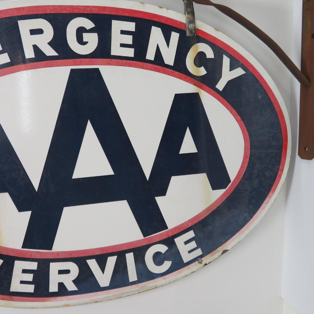 Two sided metal AAA Emergency Service sign, 37"