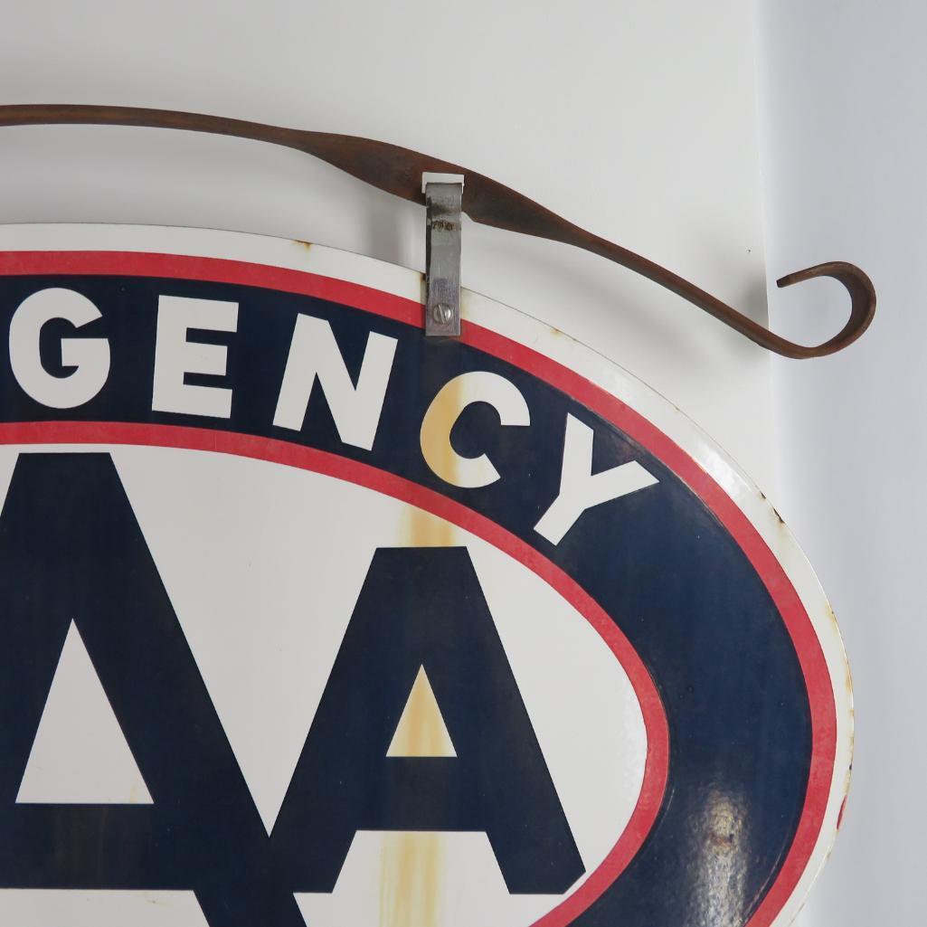 Two sided metal AAA Emergency Service sign, 37"