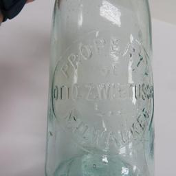 Otto Zwietusch quart bottle, 11 1/2", aqua