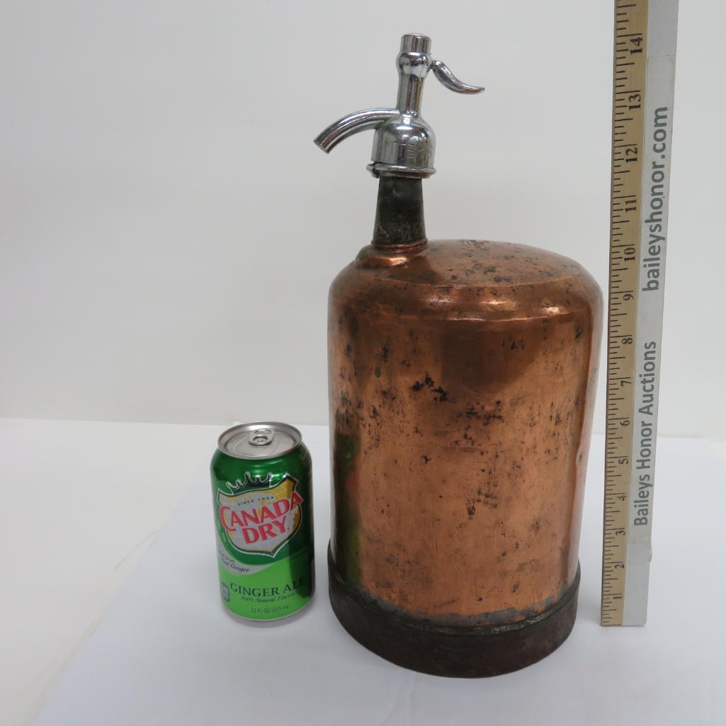 Zweitusch Milwaukee Wis, copper seltzer siphon bottle, 14"