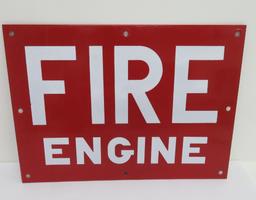 Two sided metal Fire Engine sign, 14 1/2" x 10"