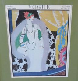 Framed Vogue magazine cover, Nov 1921, Winter Fashions